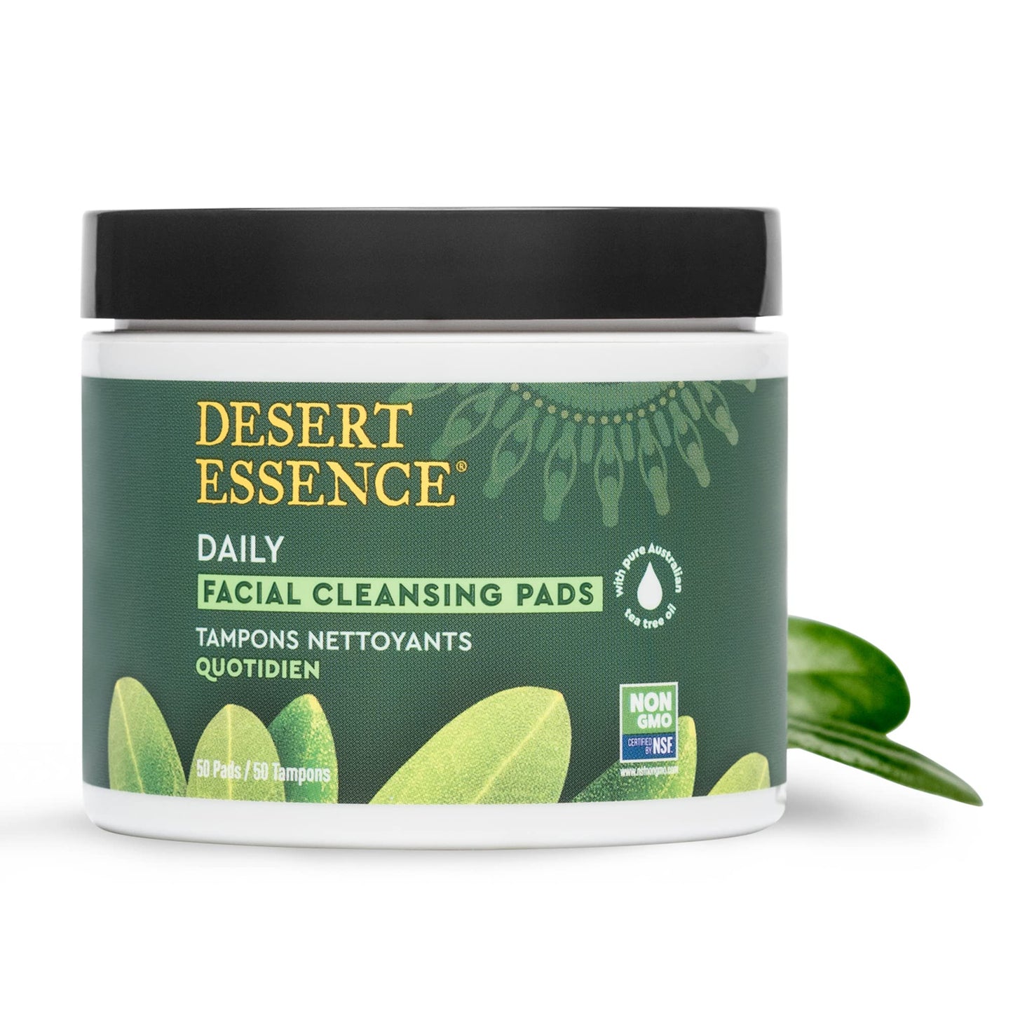 Desert Essence Natural Tea Tree Oil Facial Cleansing Pads - 50 Count - Pack of 3 - Face Cleanser - Soothes & Calms Skin - Makeup Remover Pads - Removes Oil & Dirt - Great for Travel - Essential Oils