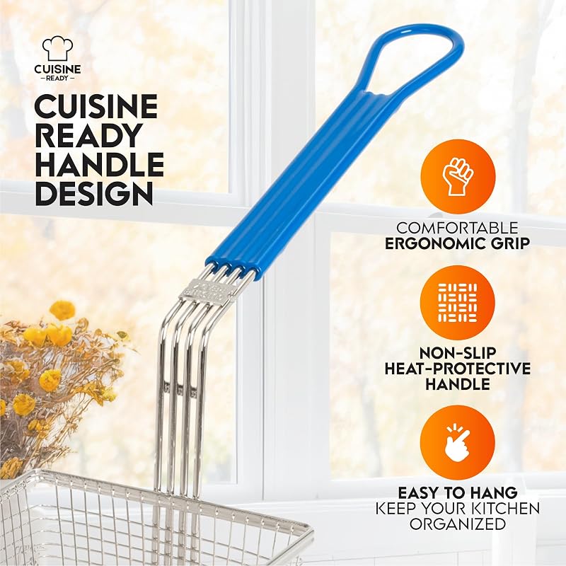 Commercial Deep Fryer Basket 4-Pack with Long Handle - 13.25 x 6.5 x 5.9 in