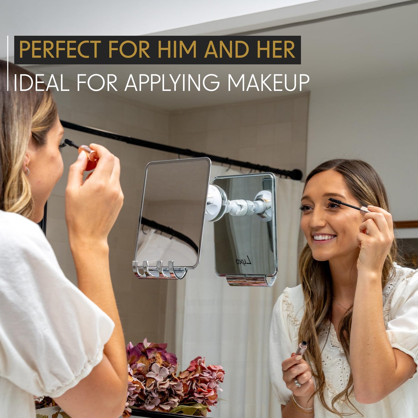 Luxo Shower Mirror, Shower Mirror fogless for Shaving with a Removable Razor Holder - Shaving Mirror for Shower with a Powerful Suction Cup - Shatterproof fogless Mirror for Shower