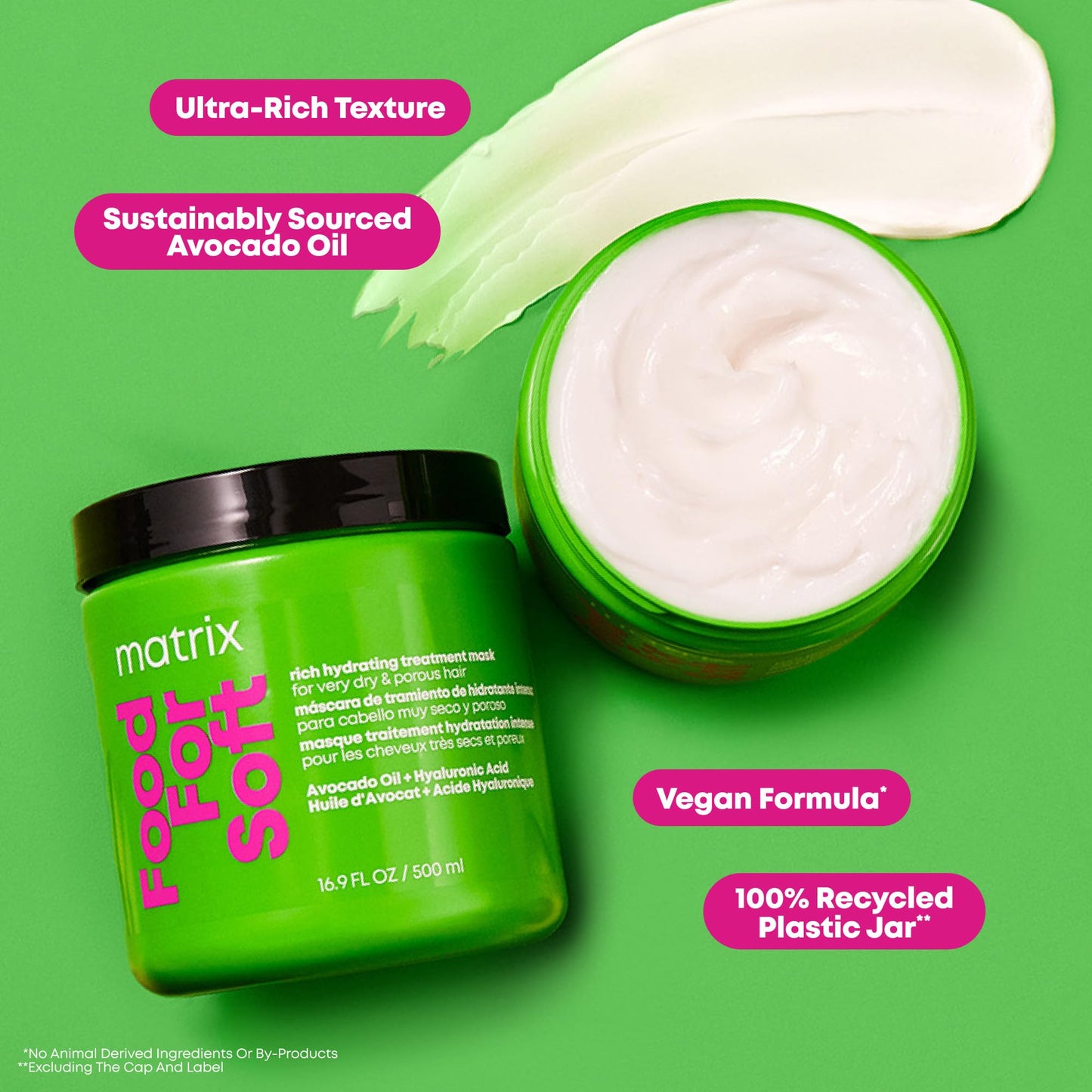 Matrix Food For Soft Rich Hydrating Treatment Mask For Dry and Brittle Hair - Moisturizes, Softens and Smooths, With Avocado Oil & Hyaluronic Acid, 16.9 Fl Oz