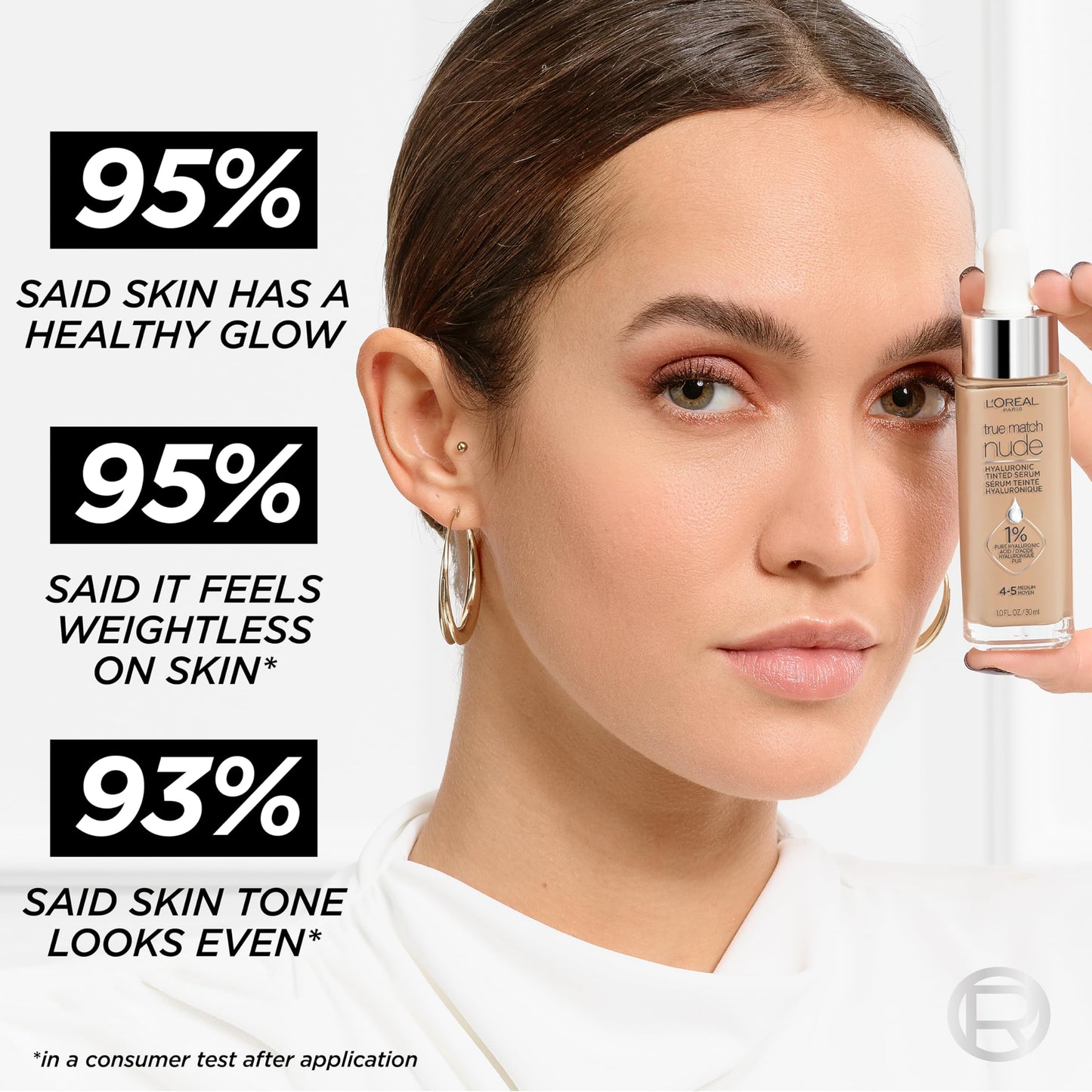 L'Oreal Paris True Match Nude Hyaluronic Tinted Serum Foundation with 1% Hyaluronic acid, Light 2-3, 1 fl. oz.