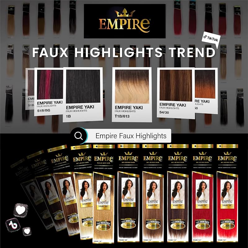 Sensationnel Empire Yaki Human Hair Weave 10” Jet Black - 1 Pack