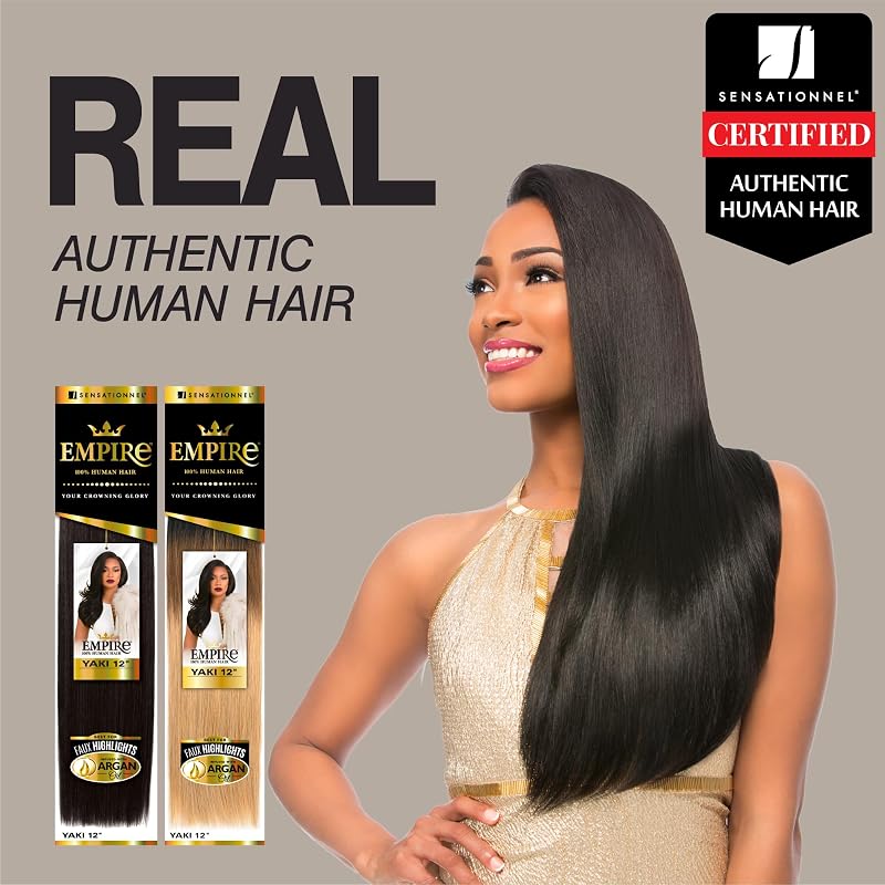 Sensationnel Empire Yaki Human Hair Weave 10” Jet Black - 1 Pack