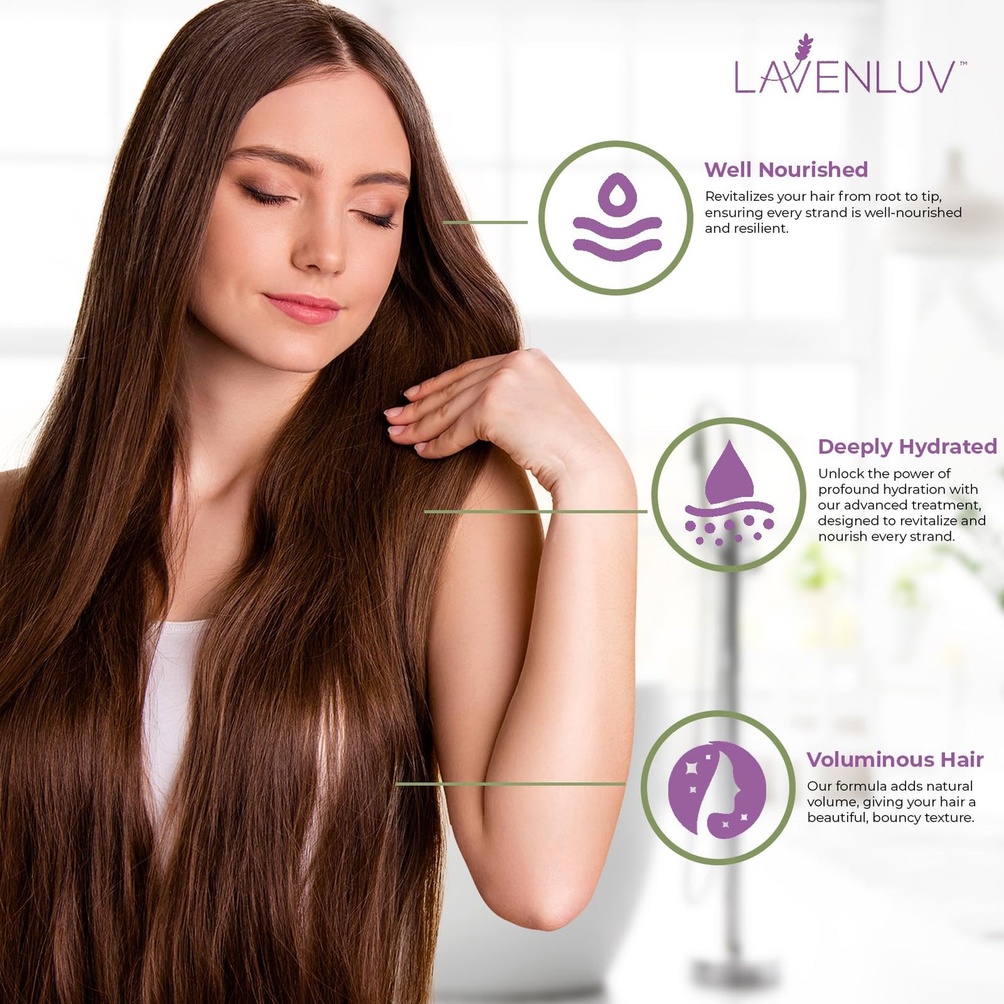 Lavenluv Stay Hair Growth Conditioner - Anti-Loss Treatment - Deep Moisture - Vitamins & Essential Oils - Thickening - Men & Women - 8oz