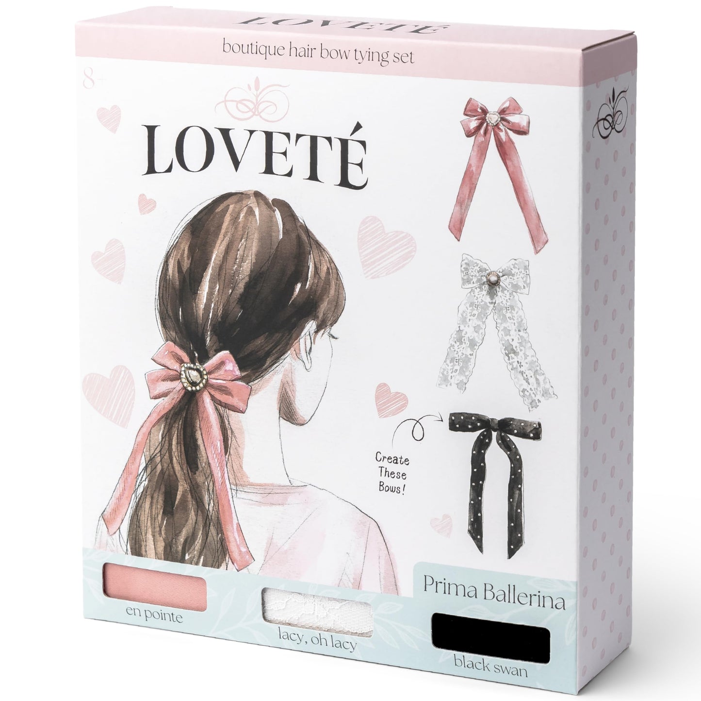 Loveté Hair Bow Tying Set - Prima Ballerina (3 Pack) – Premium DIY Coquette Fashion Accessories for Kids & Tween Girls Ages 6-12