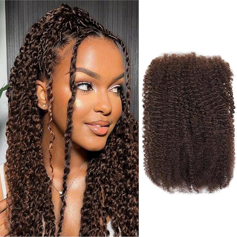 Brown Afro Kinky Curly Bulk Human Hair 16 Inch 50g 1 Pack for Braids - 4# Brown + 16 Inch (Variation of THIS listing)