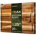 20 x 15 in Teak Cutting Board with Juice Groove – Thick 1.25 in, Corner Feet