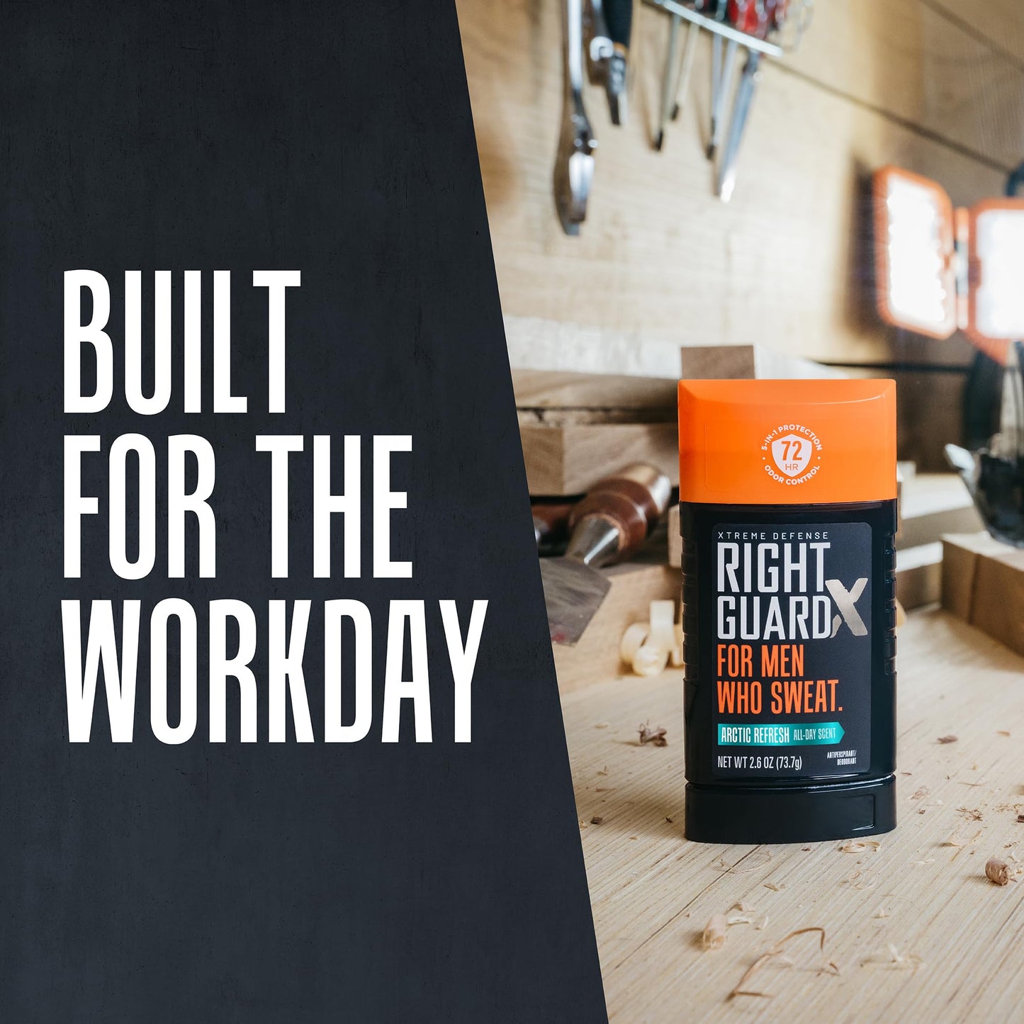 Right Guard Xtreme Defense Invisible Solid Antiperspirant & Deodorant, Arctic Refresh Scent, 5-in-1 Protection for Men, 72-Hour Odor Control, 2.6 oz. (4 count)