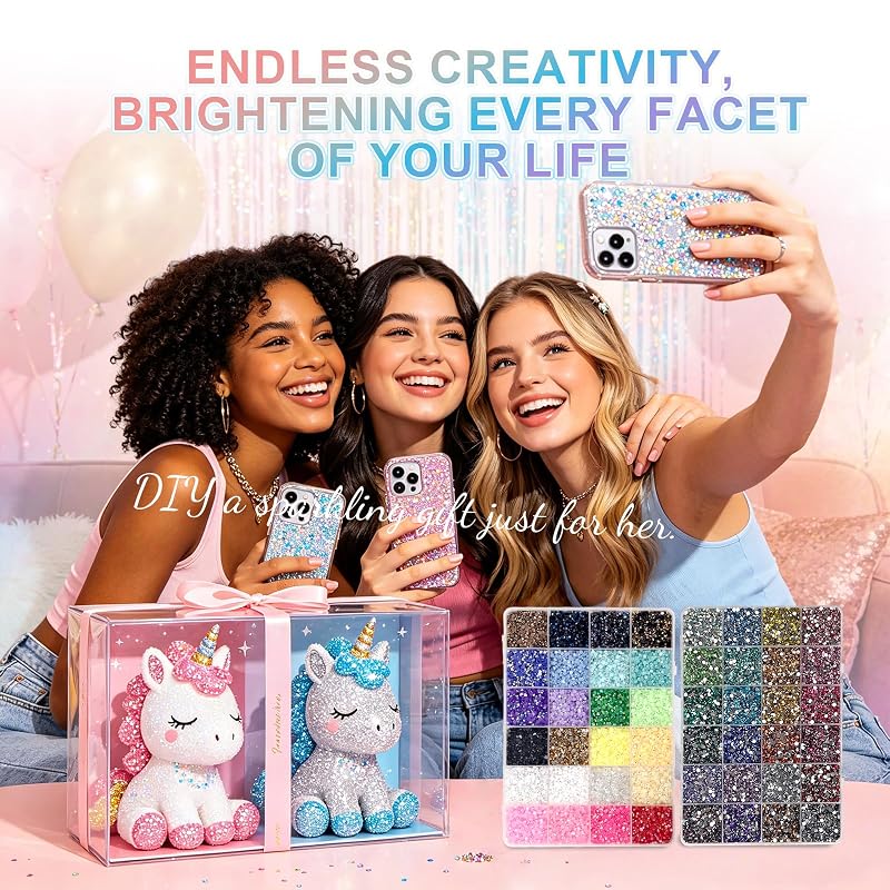 Multicolor 48 Color 48000 PCS Resin Rhinestones Nail Art Kit - Flatback Bedazzling Gems