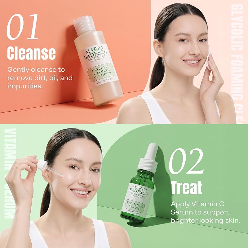 Glycolic Cleanser Vitamin C Serum Hydro Moisturizer Brightening Mask Eye Serum 5-Piece Skincare Set