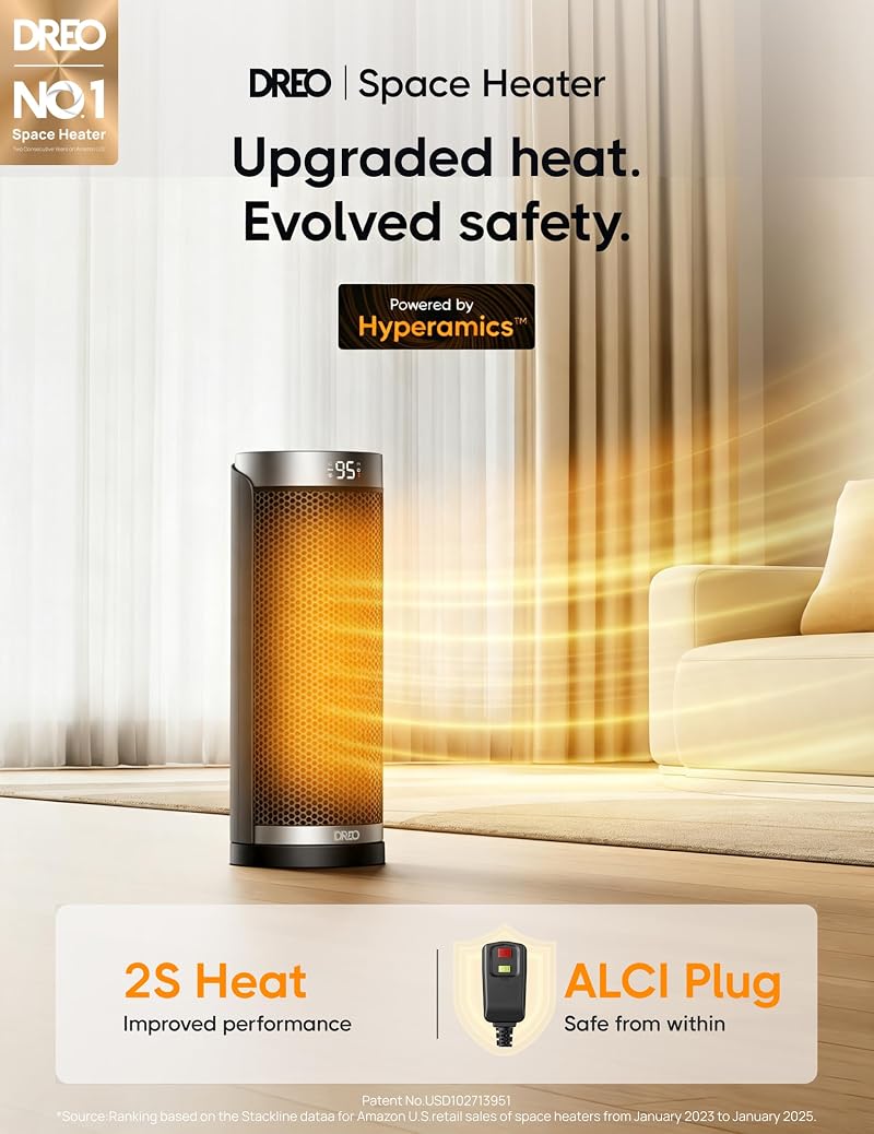 Dreo 1500W Space Heater with ALCI Safety Plug - Silver (Variation: Silver+ALCI Plug)
