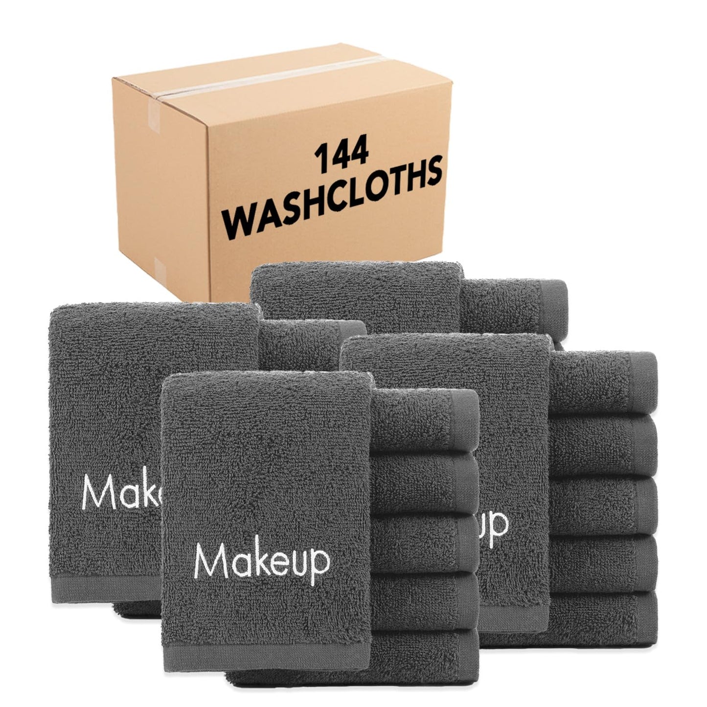 Arkwright Cotton Makeup Towels - 6 Pack, Soft FingerTip Washcloths for Bathroom & Artists, 11x17 in, Black