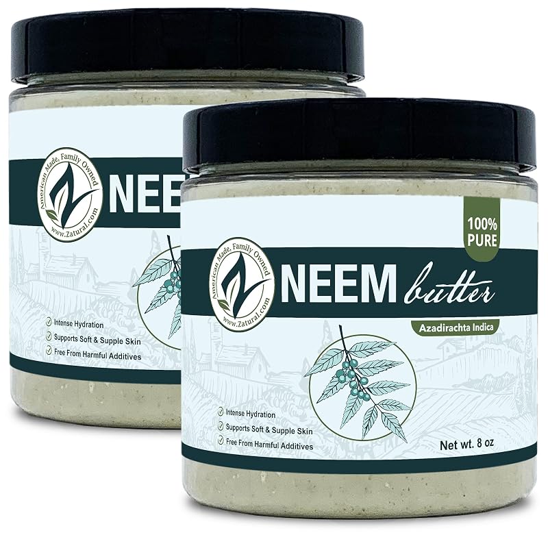 Neem Butter Coconut Oil Skin Cream for Sensitive & Itchy Skin - 8 oz (2 Pack)