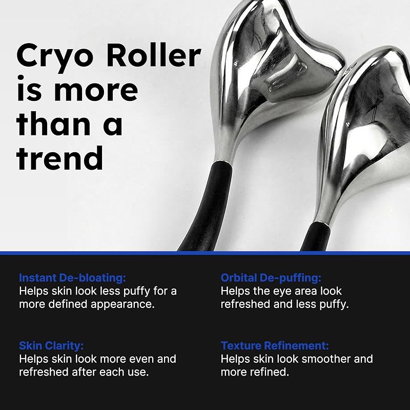 Cryo Roller Set of 2 – Stainless Steel Facial Rollers for Depuffing & Cooling