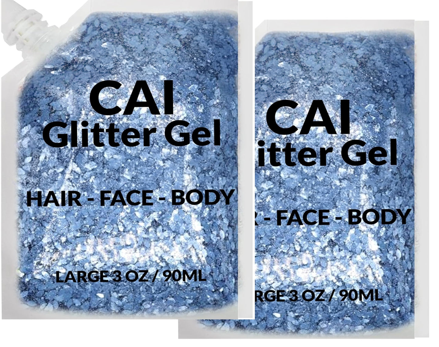 Face, Body & Hair Glitter Gel – Halloween Glitter for Kids and Women – 3 Oz Cosmetic-Grade Gel w/Moon & Stars for Festivals & Halloween Party, Easy Apply & Wash Off - Blue 2Pack