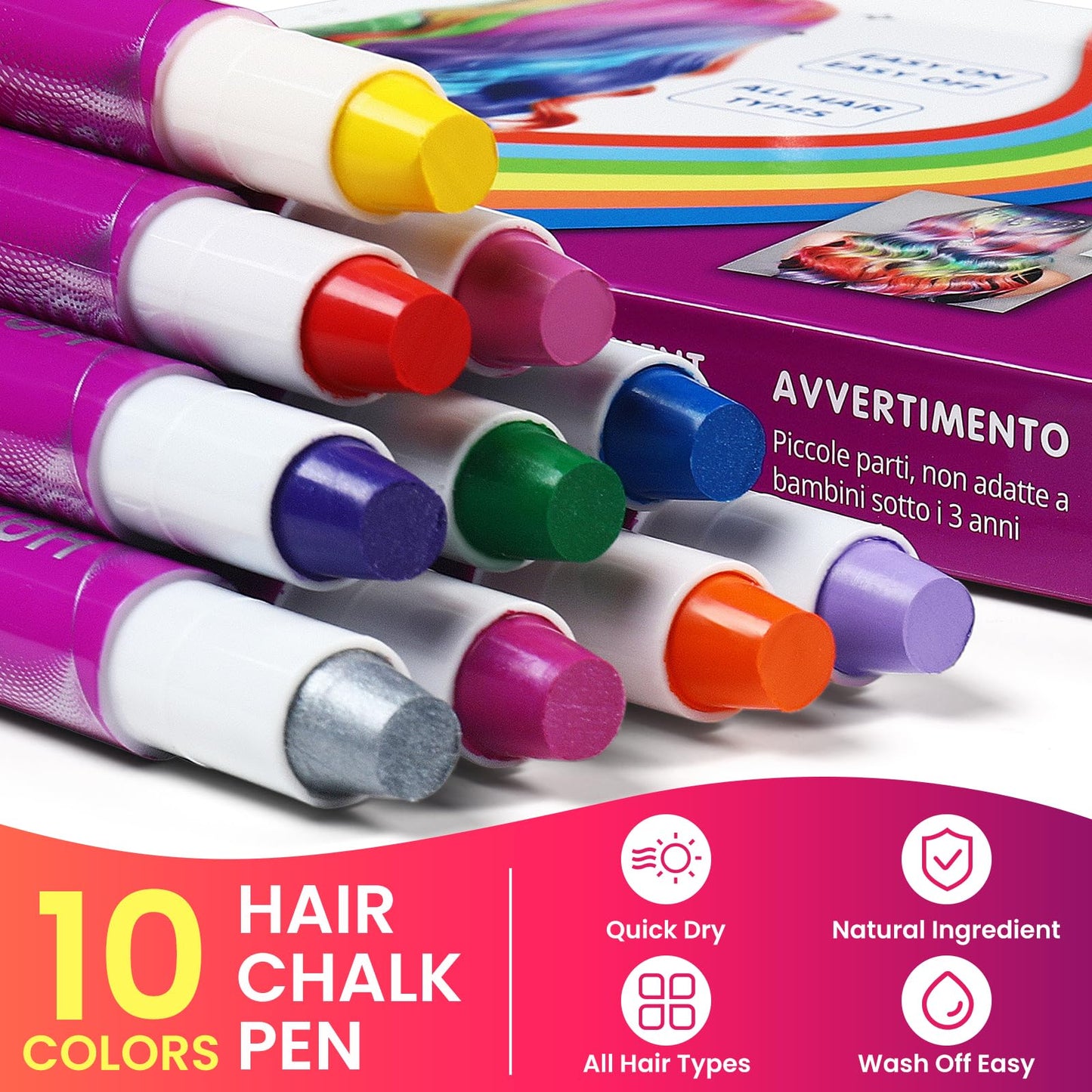 MeiduGaga Hair Chalk for Girls Makeup Kit, 10 Temporary Color Washable Gift Great for Kids Age 5 6 7 8 9 10-13 Years Old, Birthday Christmas Cosplay Hair DIY Party