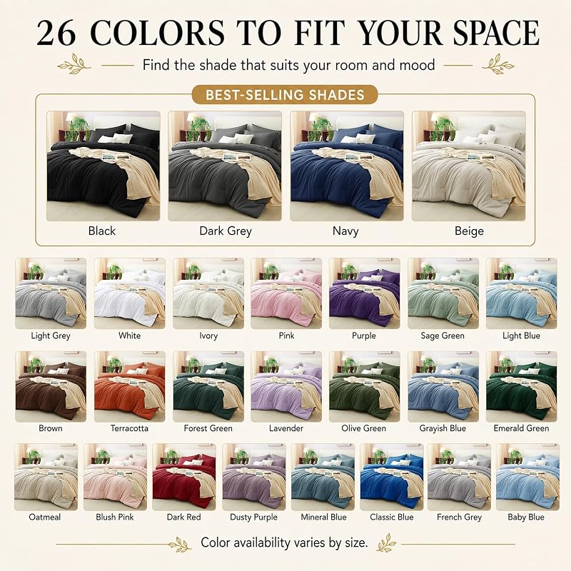 Oversized King Comforter Set Black - 7-Piece Bed in a Bag, CozyLux Variation: Black+Oversized King