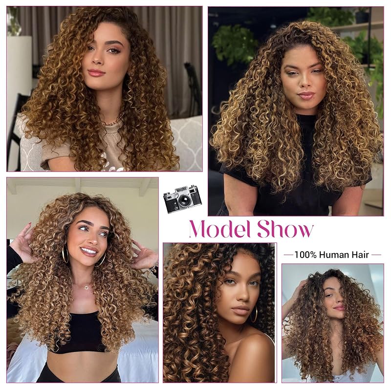 Honey Blonde Ombre Burmese Curly Hair Bundle 22 Inch - 1 Bundle (Variation: Honey Blonde Ombre-BC+22 Inch)