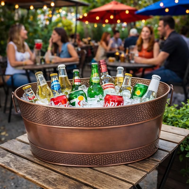 Copper Finish Heavy-Duty Beverage Tub, 6 Gallon – Oval by Brekx (Variation: Copper)