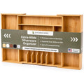 Adjustable Bamboo Silverware Drawer Organizer, 18.5"-33" Wide - KitchenEdge Natural