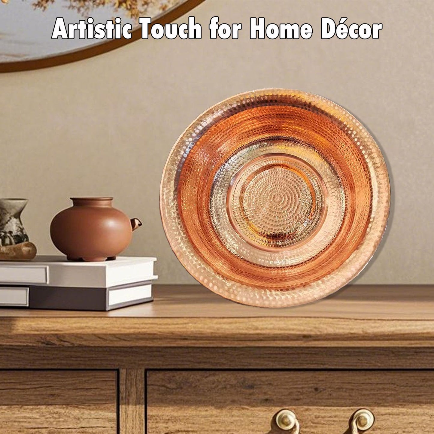 Hand-Hammered Copper Basin, Portable Foot Soak Pedicure Bowl, Copper Fire Bowl for Camping, Face Washing, Foot Bath & Incinerator Barrel, Versatile Outdoor & Home（15"）