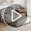 Queen Headboard with LED Lights and USB Port - Black Metal Bed Frame