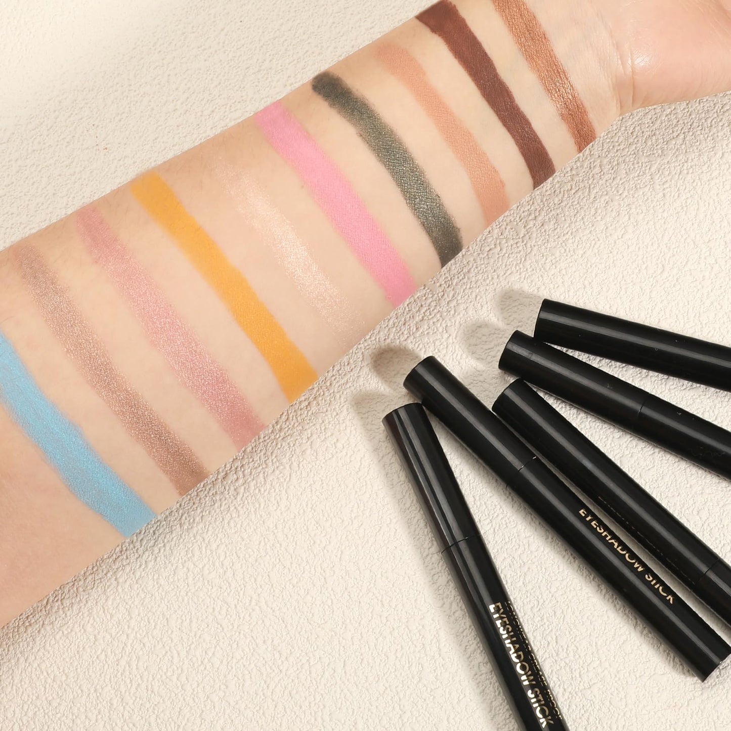 FIVEFULU Matte Cream Eyeshadow Stick, Yellow Eye Shadow Stick for Women【Waterproof】【Long-Lasting】【Ultra-Blendable Formula】 Rotatable Cream Eye Shadow Pencil Crayon (#07)