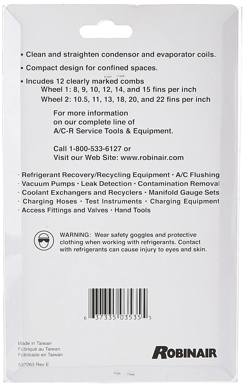 Fin Comb/Straightener Set, 12 Fin Spacings — Robinair 18403
