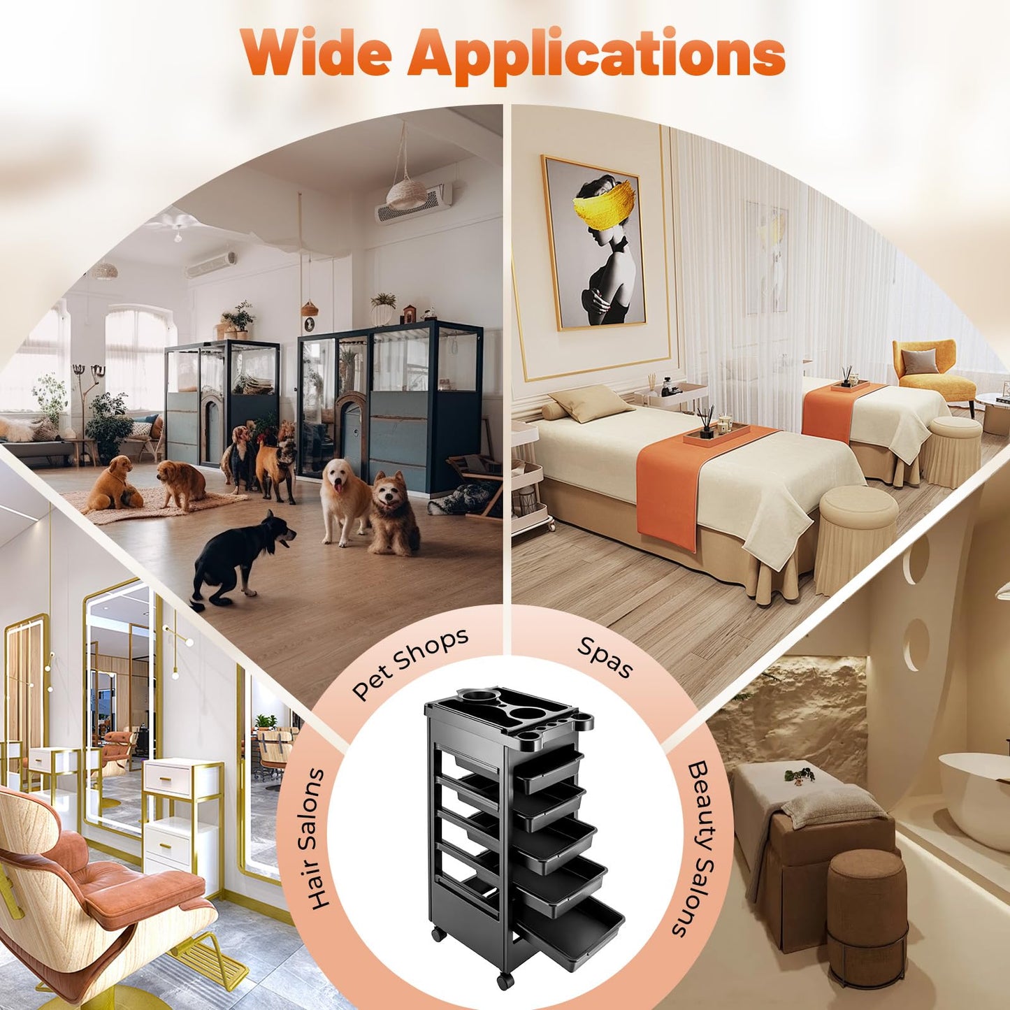 Salon Trolley Cart, 5-Layer Rolling Trolley Cart, Mobile Storage Station for Beauty Tattoo Hairdressing, Beauty Styling Station with Wheels and 5 Drawers