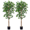 Artificial Ficus Tree 5FT - Realistic Leaves, Sturdy Nursery Pot, Indoor Outdoor Decor, 2-Pack