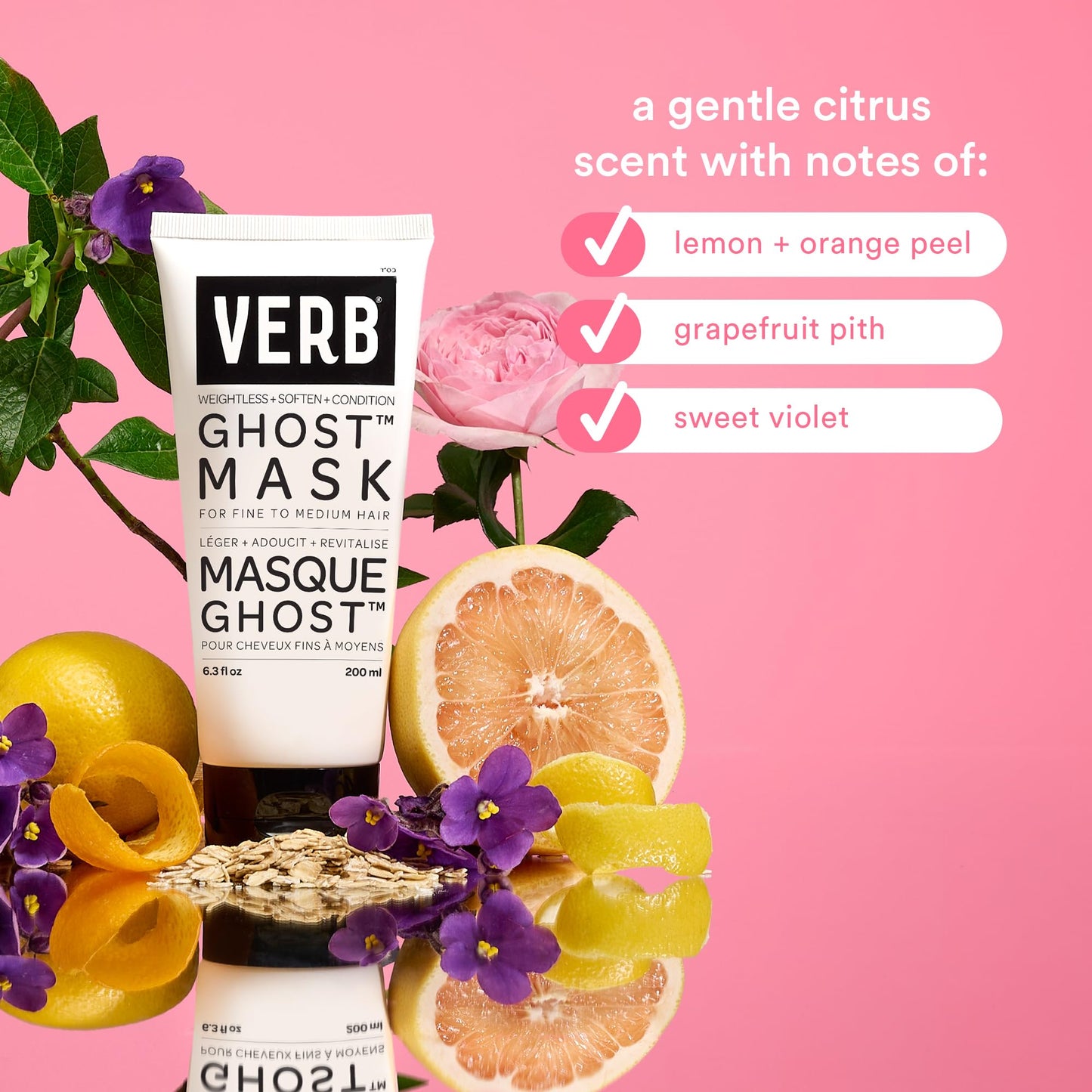 VERB Ghost Hair Mask - Vegan Deep Conditioning Hair Treatment – Repair Hair Mask for Damaged Hair – Intense Hydration Mask with Moringa Oil Defrizzes and Promotes Shine, 6.3 fl oz