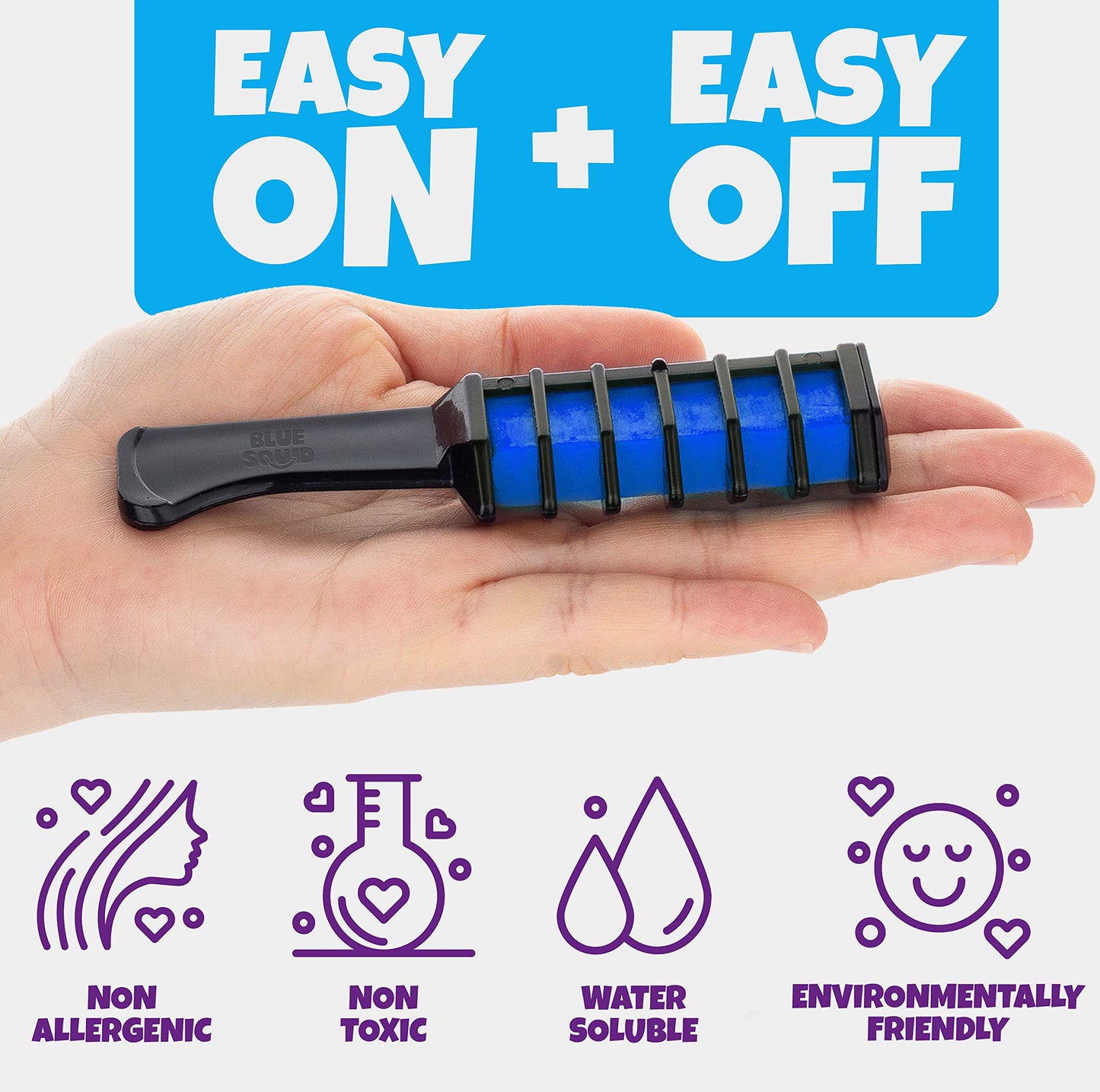 Blue Squid Vibrant Temporary Hair Color Combs for Kids - Washable Hair Dye, Teenage Girls Gifts for Ages 6-12