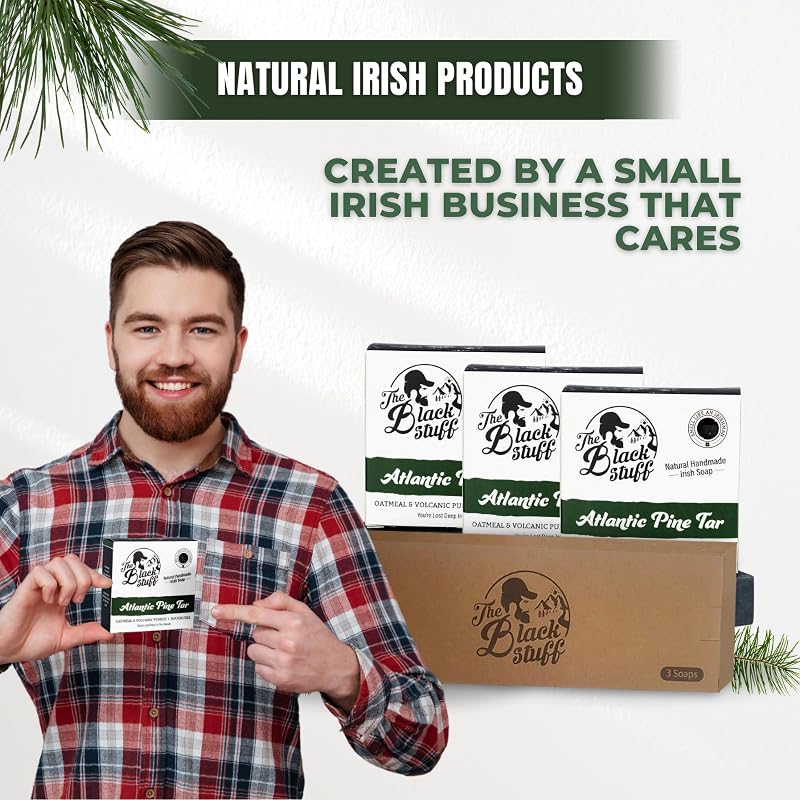 Pine Tar All Natural Bar Soap for Men – 3 Pack, Cold Process, Organic Shea Butter