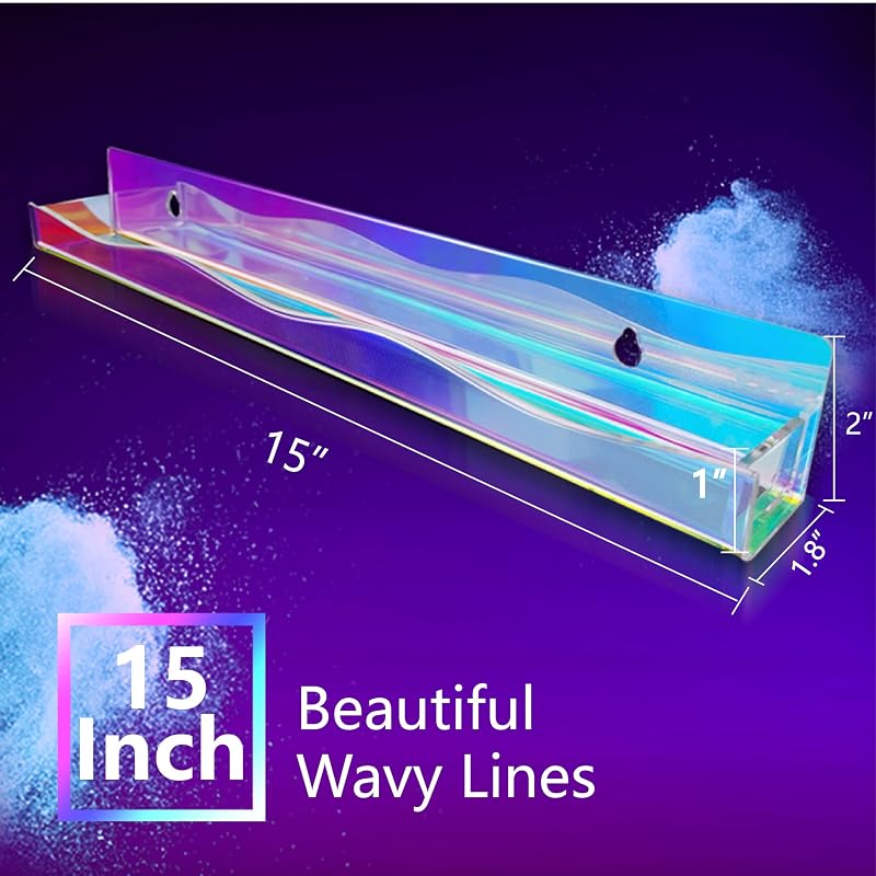 15" Iridescent Nail Polish Rack - Wall Mounted 6-Pack Acrylic Organizer (Variation: A- Iridescent)