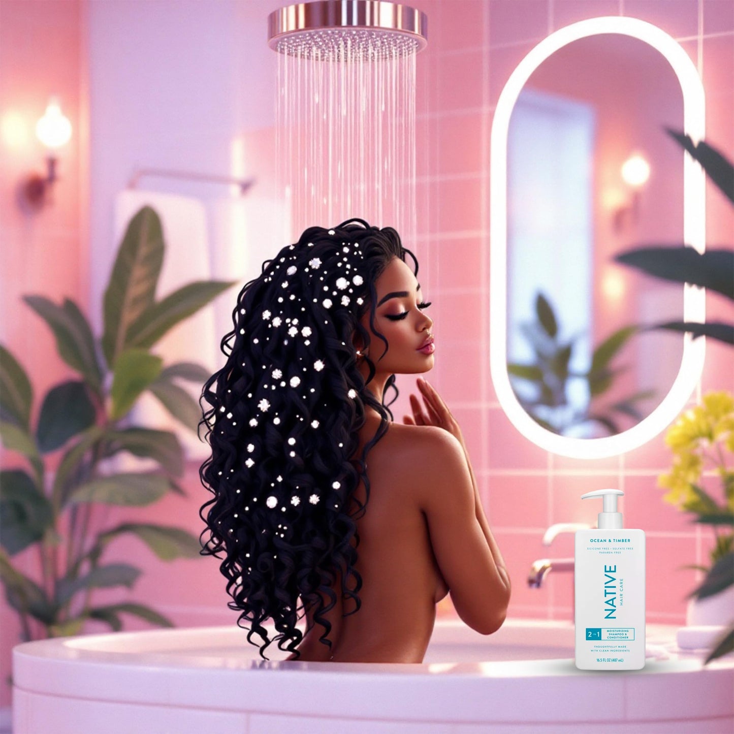 Native - 2-in-1 Shampoo & Conditioner Ocean & Timber - Contain Naturally Derived Ingredients | All Hair - Silicone, Sulfate and Paraben Free - Full & Thick - 16.5 FLOz - Pack Of 01