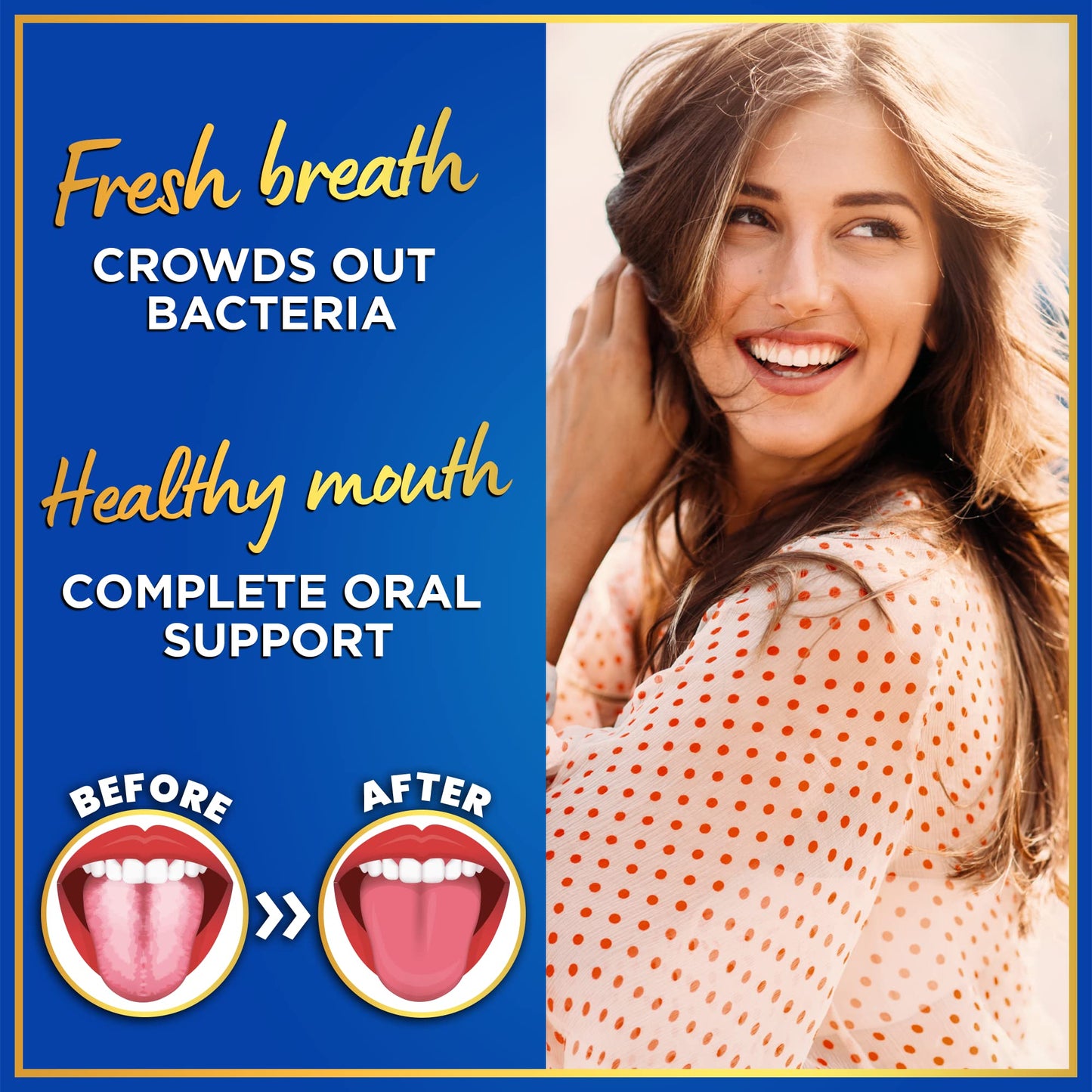 Oral Probiotics for Teeth and Gums - 3BN CFU Lactobacillus Salivarius Acidophilus Rhamnosus Streptococcus - Bad Breath Treatment for Adults - 45 Chewable Mint Dental Probiotic Tablets for Women & Men
