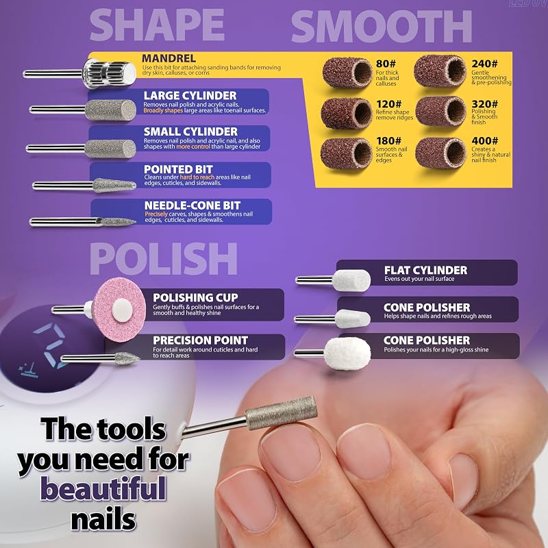 Electric Nail Clipper & File with LED UV Gel Curing USB-C Rechargeable