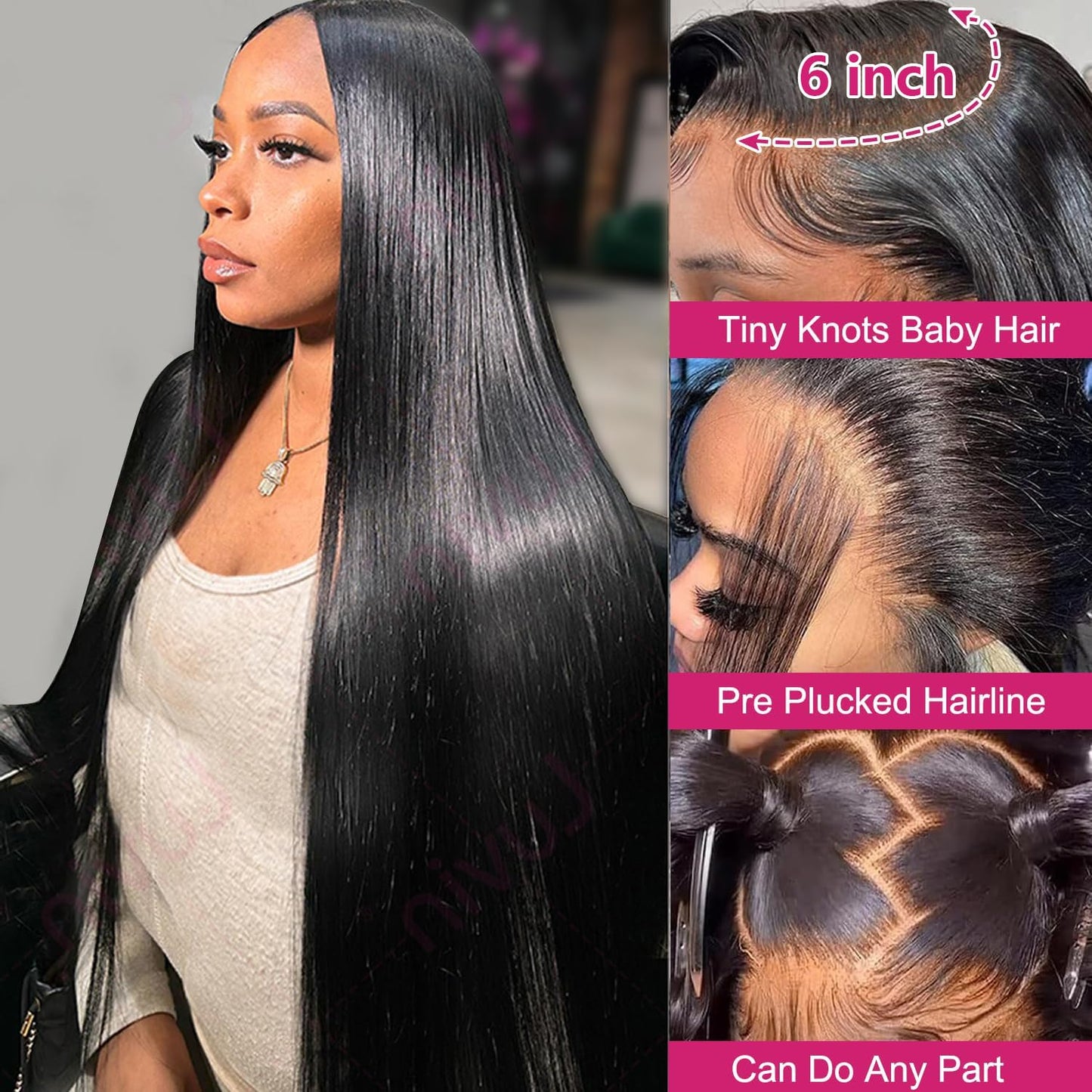 KORENGI 13x6 Lace Front Wigs Human Hair 200 Density Straight 13x6 HD Transparent Lace Frontal Glueless Wig Bralizian Human Hair Tiny Knots Natural Hairline with BabyHair (1B Black, 30 Inch)