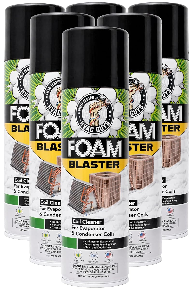 Leak Saver Foam Blaster 18 Fl Oz (Pack of 6) AC Coil Cleaner Foam Spray - No-Rinse Evaporator & Light-Rinse Condenser