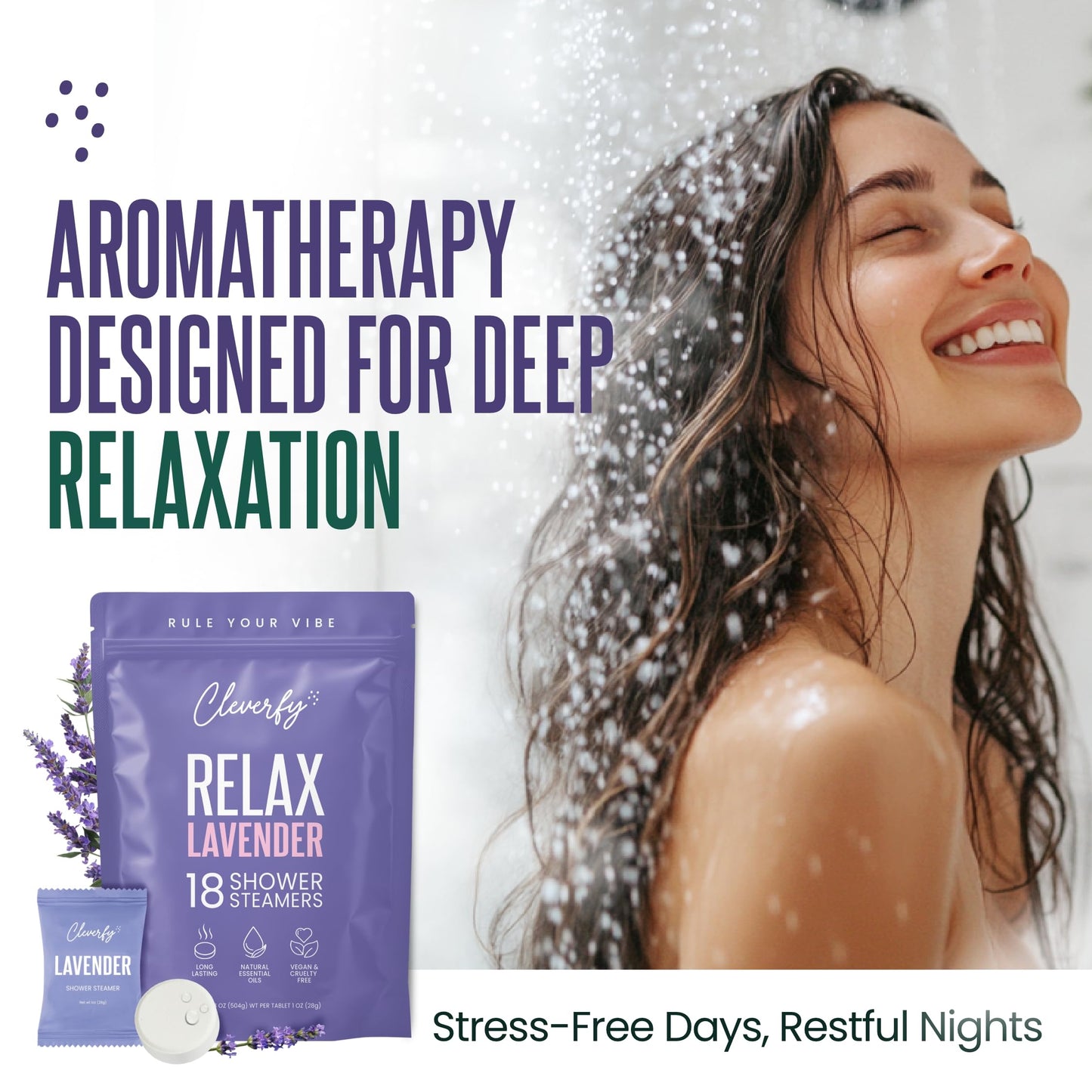 Cleverfy Lavender Shower Steamers Aromatherapy – Stocking Stuffers for Teen Girls, Women and Wife – Christmas Gifts for Teens and Women – White Elephant Gifts for Adults – 18 Tablets