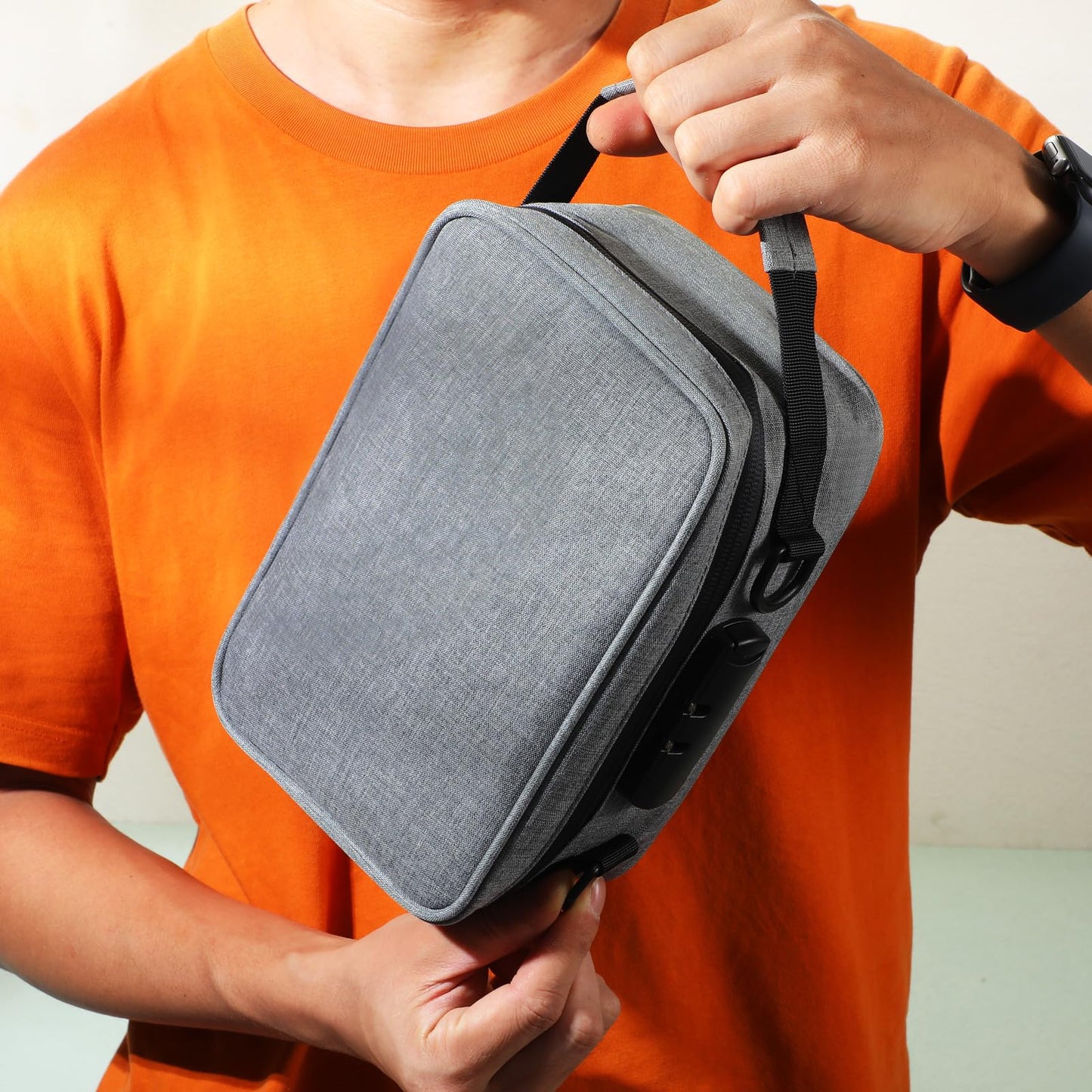 Wonderjune Smell resistant Bags with Combination Lock Storage Organization Container Tray, Jar, Tubes Seal Bags for Travel Gift for Men Women Home Storage Accessories(Gray)