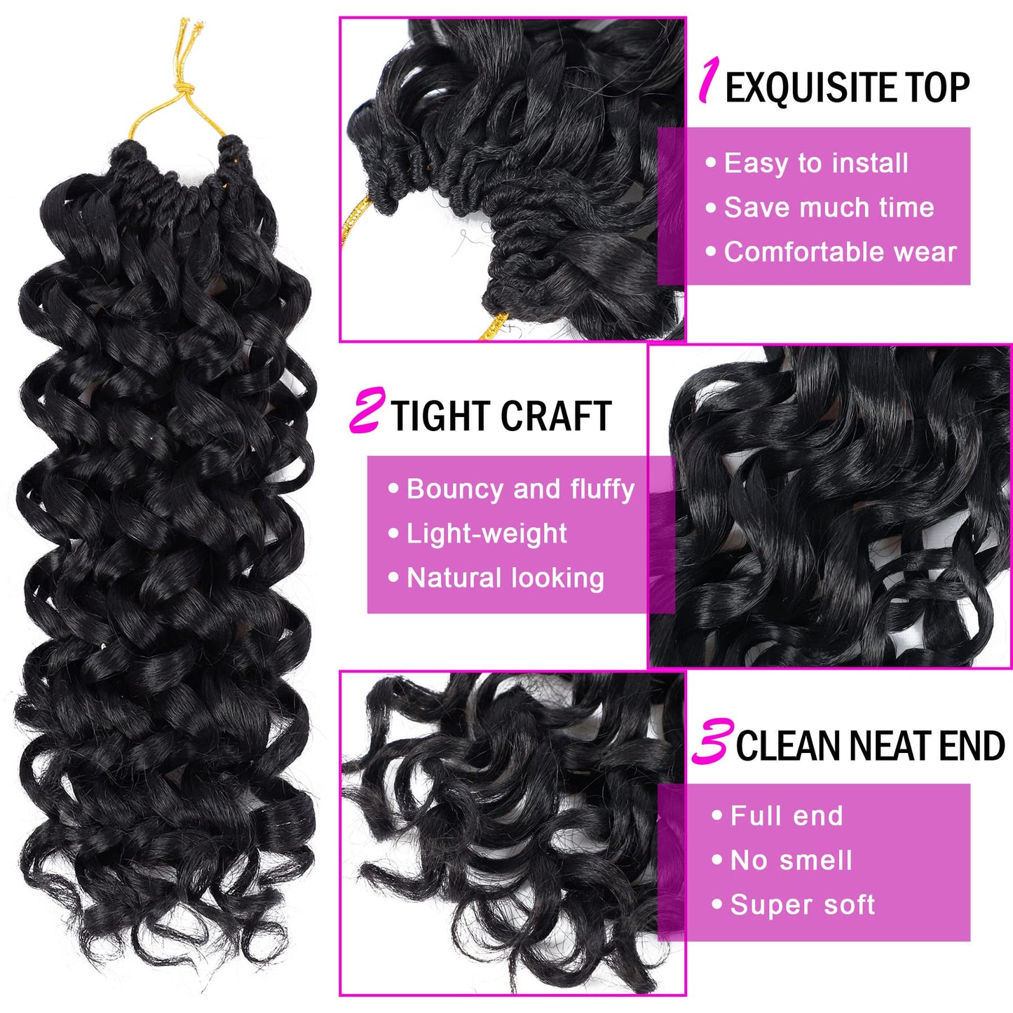 7 Packs GoGo Curl Crochet Hair 10 Inch Short Curly Crochet Hair for Women Water Wave Beach Curl Deep Twist Crochet Braids Synthetic Braiding Hair Extensions (10 Inch, 1B)