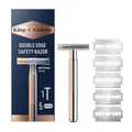 King C. Gillette Safety Razor with Chrome Plated Handle & 5 Platinum-Coated Double Edge Blades