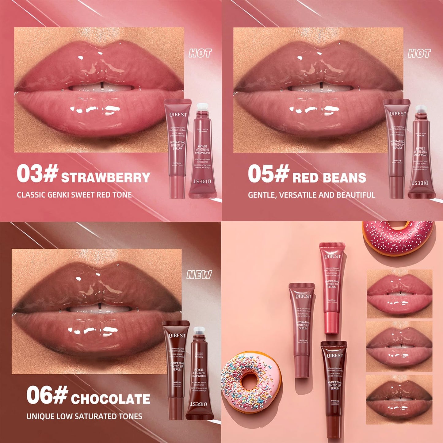 DENESTUP 3 Colors Hydrating Lip Gloss Lip Jam, High Shine Glass Finish Glossy Plumping Nude Colors Lipgloss, Lip Jelly Liquid Lipstick for Women