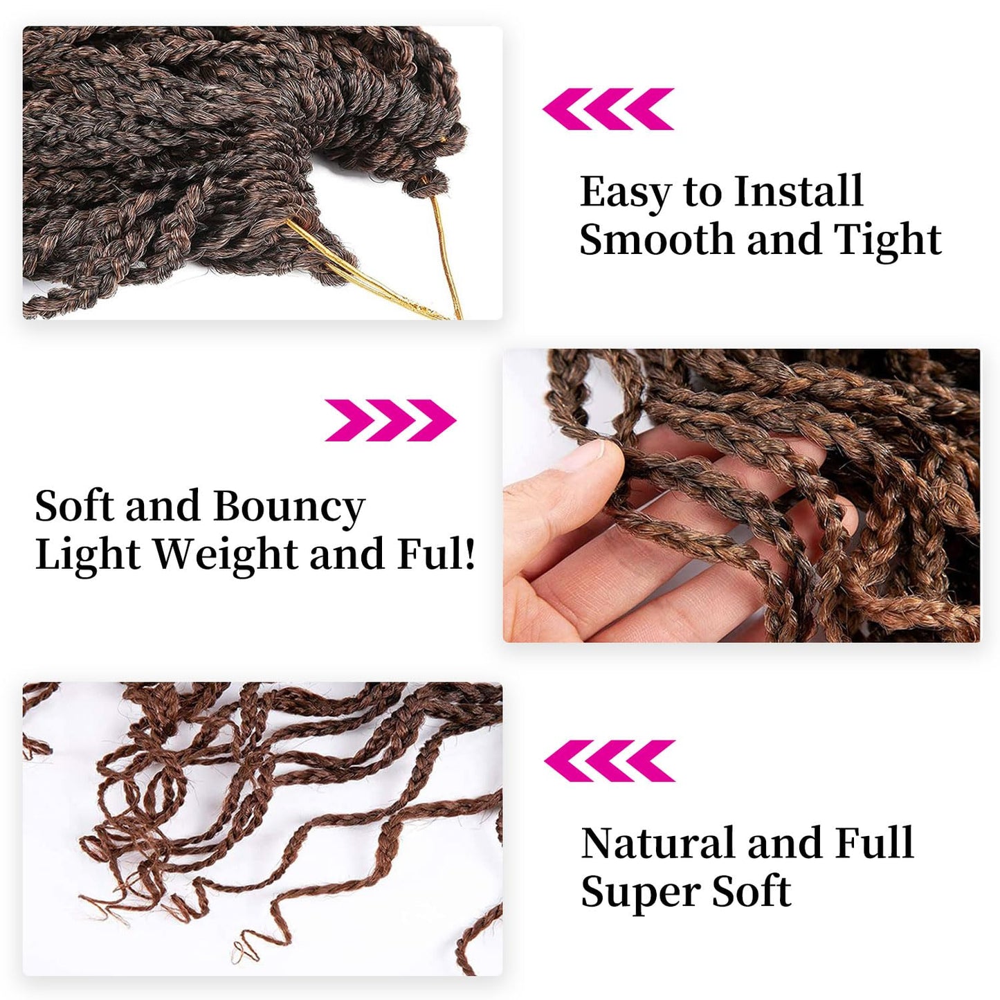 10 Inch Brown Short Curly Crochet Locs Box Braids Hair Extensions