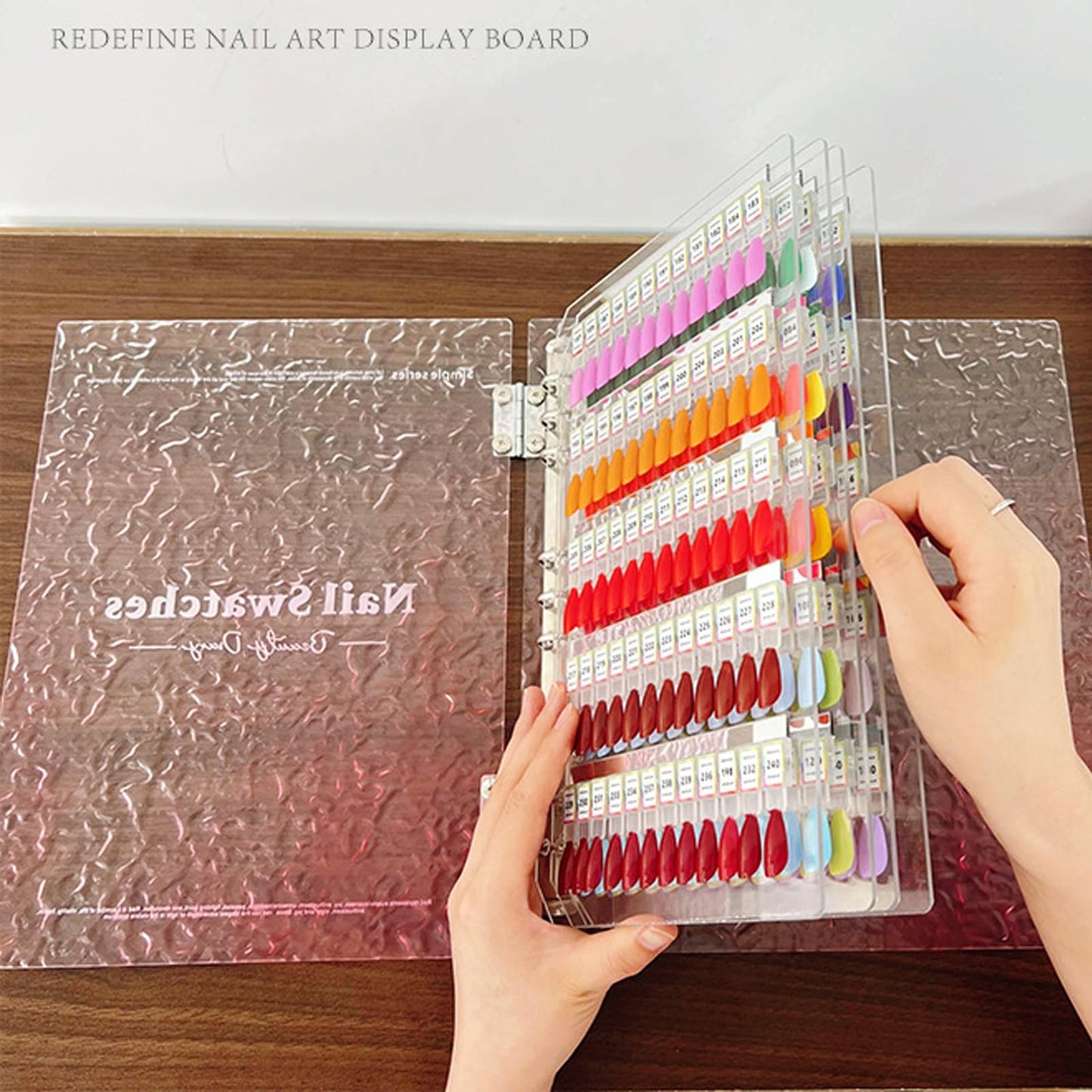 Magnetic Nail Swatches Book, Nail Swatches Book, Professional Nails Art Salon Design Display Booklet for Manicurist, No Need Pasting and Glue (White,180 Colors)