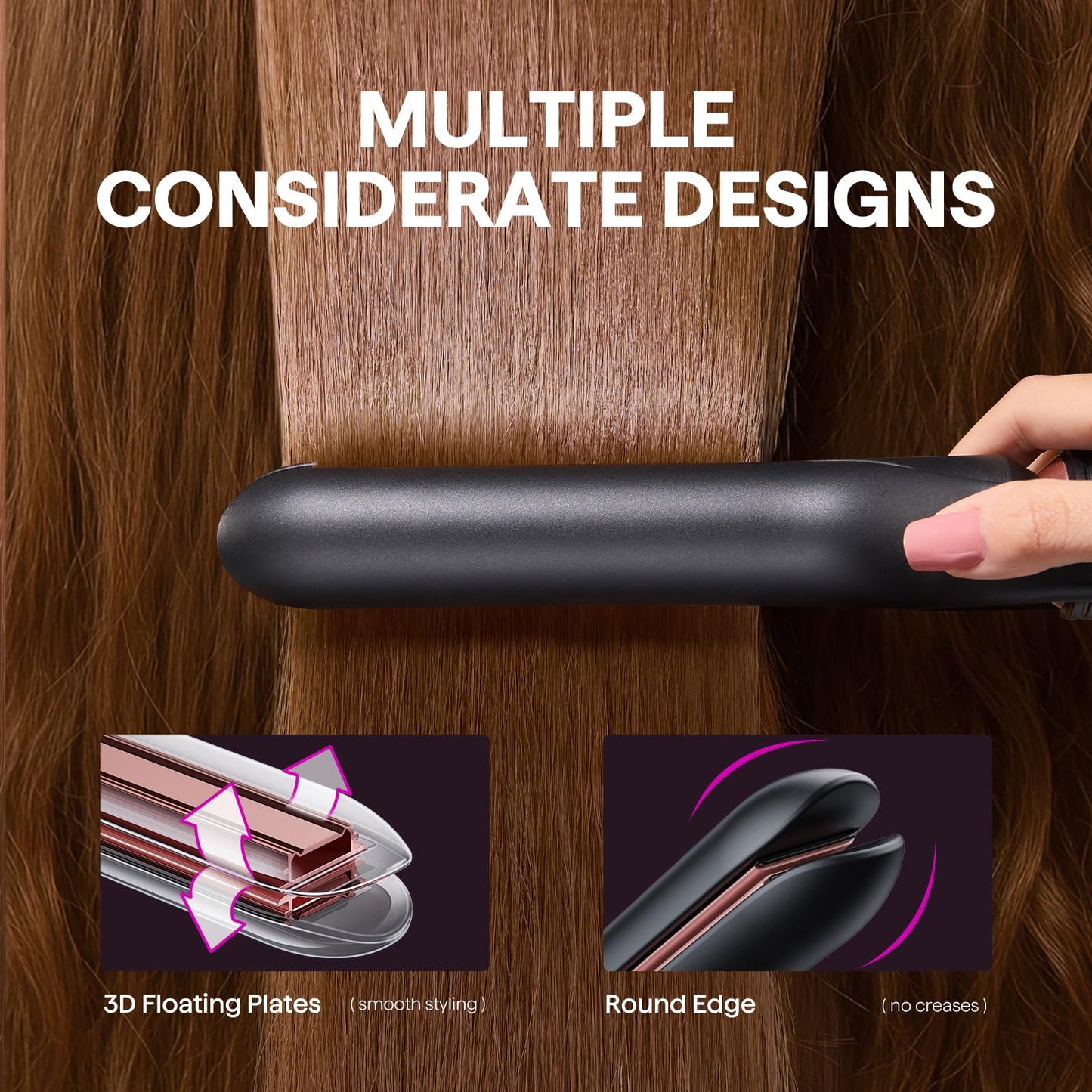 Wavytalk 3 in 1 Curling Wand Set, Multi Curl, Curling Iron Set with Heated Round Brush, Flat Iron Hair Straightener, 1 1/4 inch Curling Iron, Dual Voltage Hair Curler