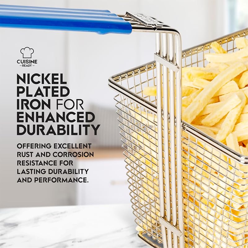 Commercial Deep Fryer Basket 4-Pack with Long Handle - 13.25 x 6.5 x 5.9 in