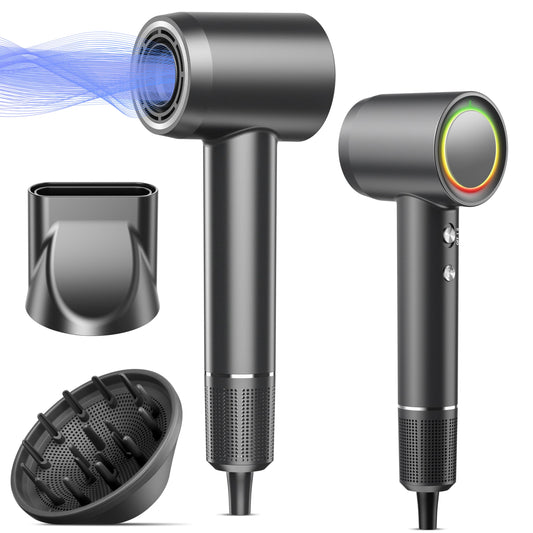Hair Dryer, 160000 RPM Professional High Speed Ionic Blow Dryer 500 Million Negative Ions & Heat-Control & Low Noise Hairdryer with Magnetic Diffuser for Faster Drying All Hair Types, No Heat Damage
