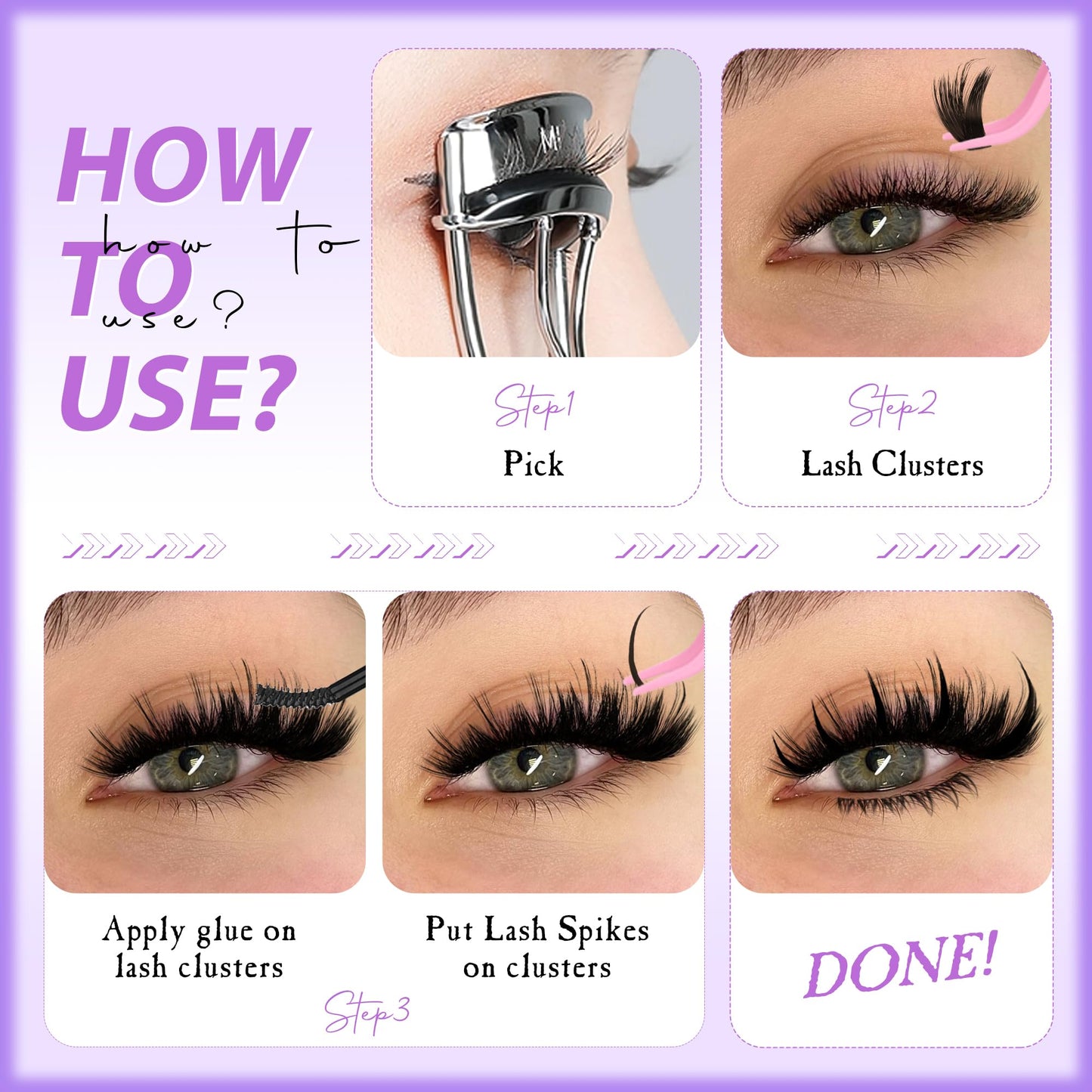 JIMIRE Volume Lash Clusters 12-18MM D Curly Thick Mink Cluster Eyelash Extensions with Spiky Wispy Lash Clusters and Bottom Lashes Extensions 216Pcs DIY at Home